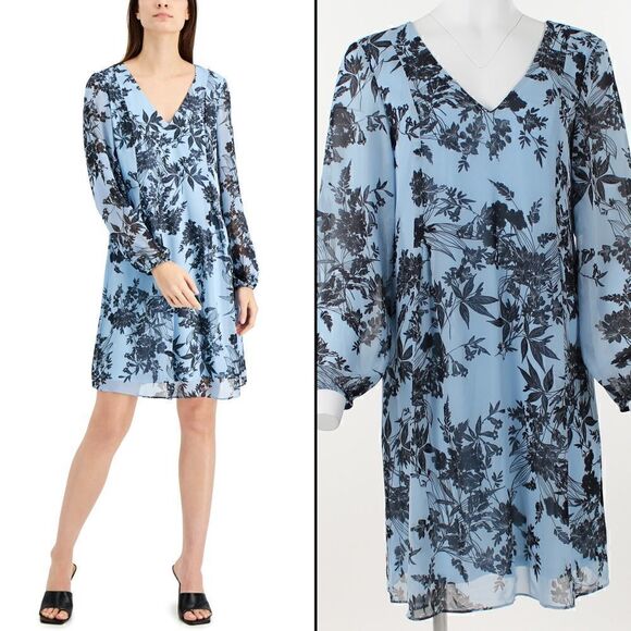 Inc International Concepts Printed Chiffon Shift Dress - Picture 1 of 5